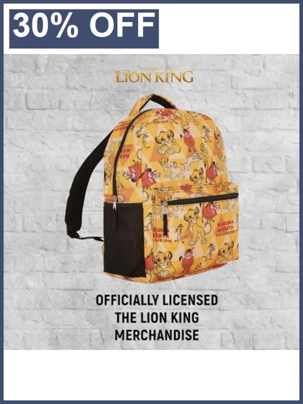 Lion King Kids Backpack Hakuna Matata Simba Mufasa Timon Pumbaa Durable School